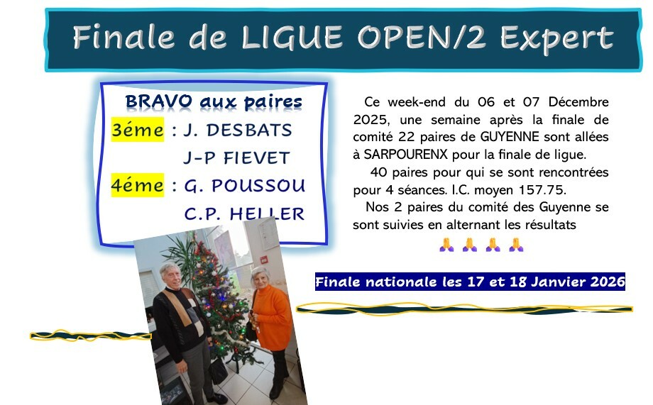 FINALE DE LIGUE OPEN/2 w-e du 6 et 7/12/25