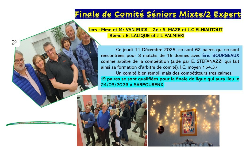 Finale de COMITE SENIOR MIXTE/2 Expert le 11/12/2025