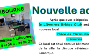 Le Club de LIBOURNE a une nouvelle adresse