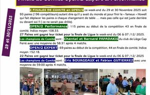 Les finales de comité d'OPEN/2 Expert et Performance le week-end du 29 et 30 Novembre 2025