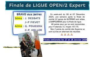 FINALE DE LIGUE OPEN/2 w-e du 6 et 7/12/25