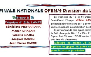 FINALE NATIONALE OPEN/4 DIVISION DE LIGUE