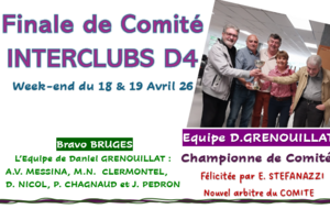 Finale de Comité INTERCLUBS D4 (18 &amp; 19 /04/2026