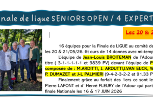 F.L. Séniors OPEN/4 les 20 &amp; 21 Mai 2026 au comité de Guyenne
