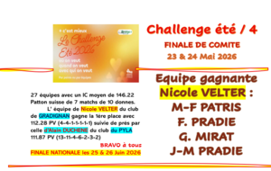 Finale de Comité CHALLENGE ETE/4 les 23 &amp; 24 Mai 2026