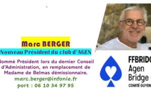 Marc BERGER nouveau Président du club d'AGEN
