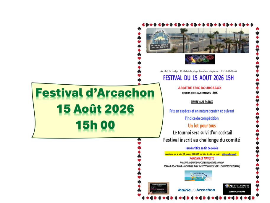 FESTIVAL D' ARCACHON le 15/08/26 à 15h00