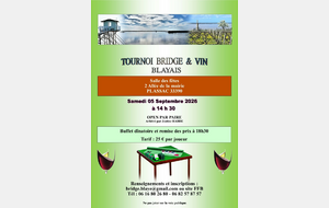 Grand Tournoi "BRIDGE &amp; VIN BLAYAIS"