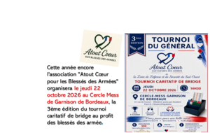 tournoi caritatif au profil des blessés des armées le Jeudi 22 OCTOBRE 2026 à 14h