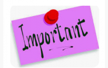 IMPORTANT à partir de décembre jusqu'à une nouvelle information