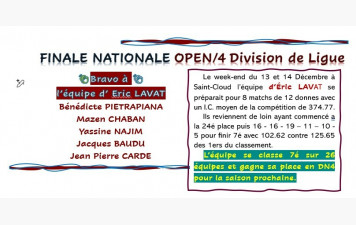 FINALE NATIONALE OPEN/4 DIVISION DE LIGUE