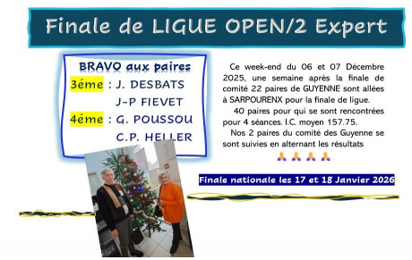 FINALE DE LIGUE OPEN/2 w-e du 6 et 7/12/25