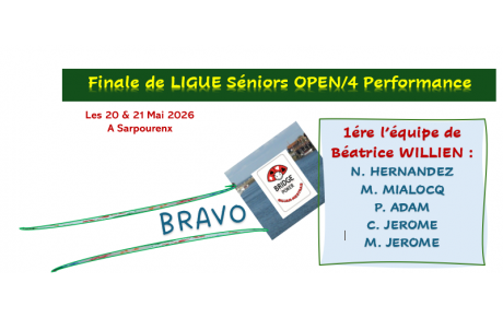 Finale de LIGUE Séniors Open /4 Performance les 20 &amp; 21 mai 2026