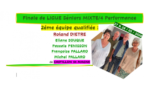 Finale de LIGUE Séniors MIXTE/4 Performance les 27 &amp;28 Juin 2026