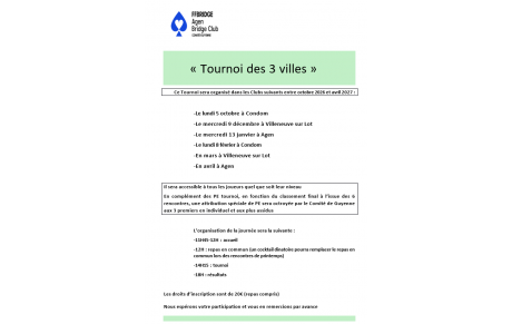 2éme édition du TOURNOI des 3 VILLES (Agen / Condom et Ville Neuve sur Lot)